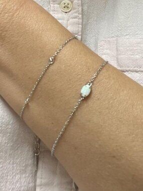 Ettika Dainty Rhodium Plated Opal & CZ Bracelets NWT
